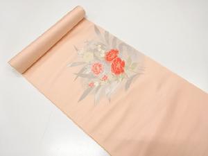 アンティーク　しらえ織物製　草花模様織り出し　名古屋帯地反物